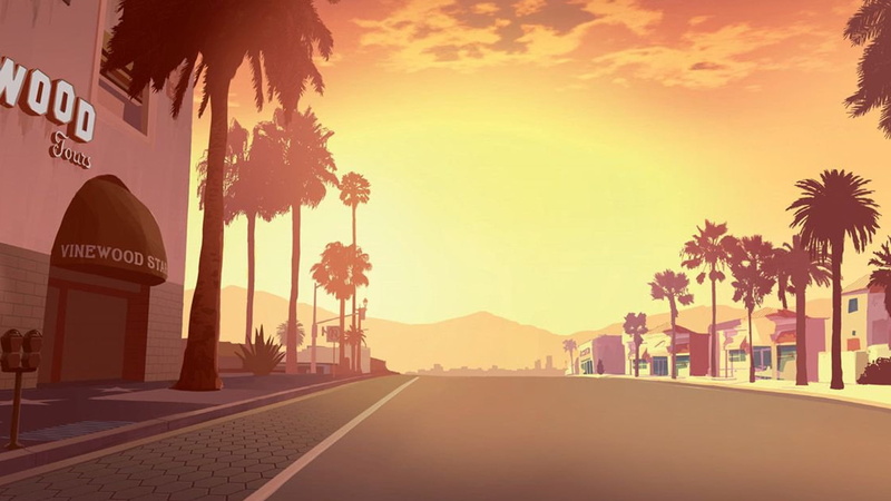 tree, rockstar, beauty in nature, GTA, 1080P, text, city, sky, architecture, outdoors, game, sign, sunlight, travel Destinations, landscape, plant, vacations