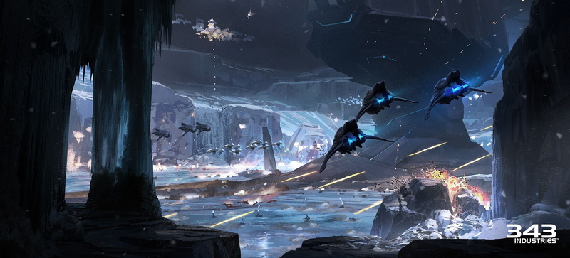 1080P, Covenant, digital art, video games, landscape, Forerunner, Banshee (Halo), video game art, Halo, war, explosion