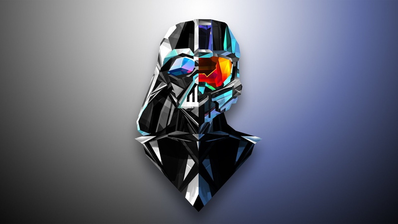 emotion, tangled, Darth Vader, single object, colored background, cut out, 1080P, luxury, close-up, Abstract, shape, Star Wars, copy space, Facets, reflection