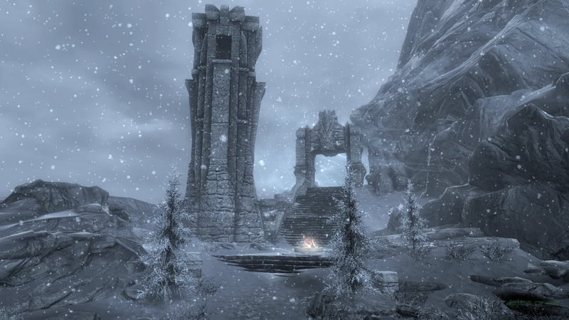 The Elder Scrolls V: Skyrim, Skyrim Remastered, mountain pass, screen shot, Greybeards, High Hrothgar, In-Game Photography, PC gaming, 1080P, snow