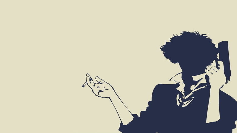 art, con, anime, simple, 1080P, Guns, Pistols, bebop, silhouette, spiegel, men, spike, hd, background, high, monochrome, tobacco, cowboy