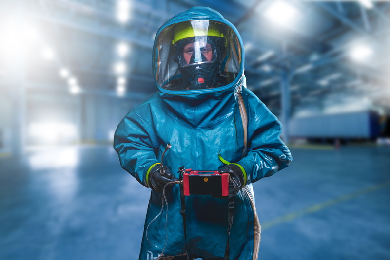 csa, men, looking at camera, helmet, lens flare, real people, standing, three quarter length, use, one person, focus on foreground, night, obscured face