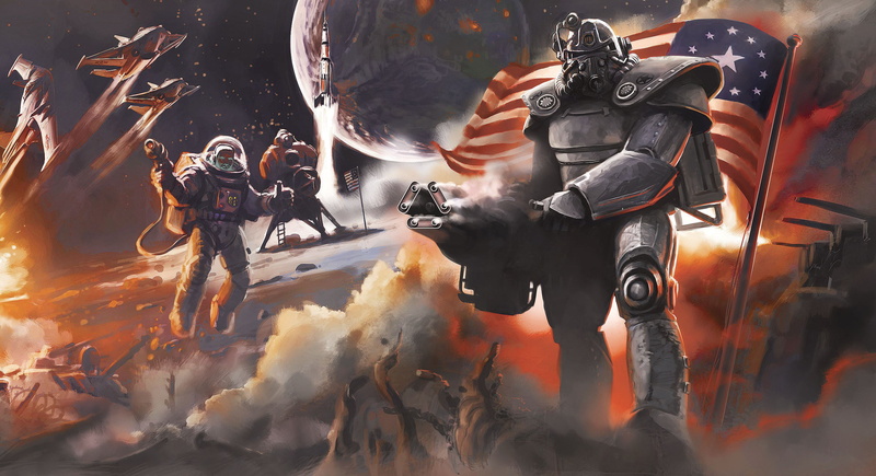 Bethesda Softworks, Bethesda, Bethesda Game Studios, Equipment, Art, Space, 2K, Fallout 4, Minigun, Armor, Power Armor