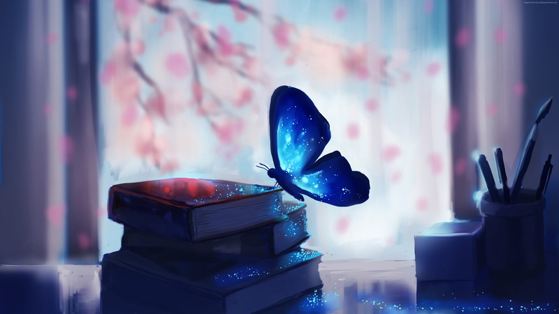 art, butterfly, 4k pic, magic, 4K, ultra hd, books