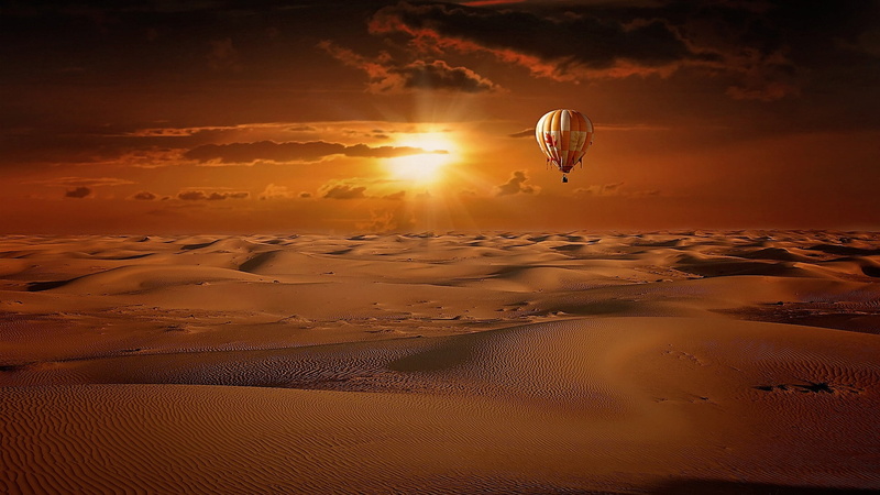 1080P, sunrise, ultra hd, 4k pics, desert, hot, air, balloon