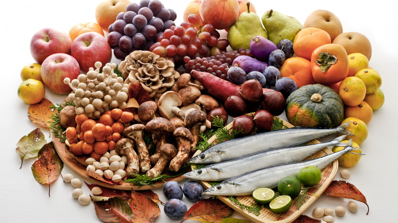 4k pics, 4K, mushrooms, Grape, herring, plum, Vegetables, pistachio, peach, fruit, apple, orange, pear, lime, ultra hd
