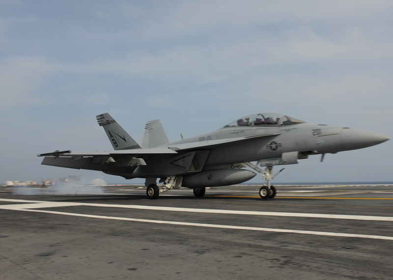 aircraft, sky, navy, F/A-18 Hornet, United States Navy, side view, air force, mode of transportation, transportation, military, ship, outdoors, gray, no people