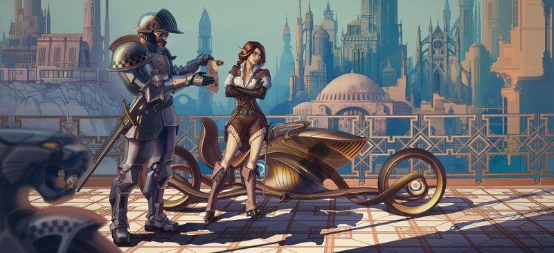 Cop, Woman, Humor, Steampunk, Armor, 4K, Elf, City, Sci Fi, Vehicle