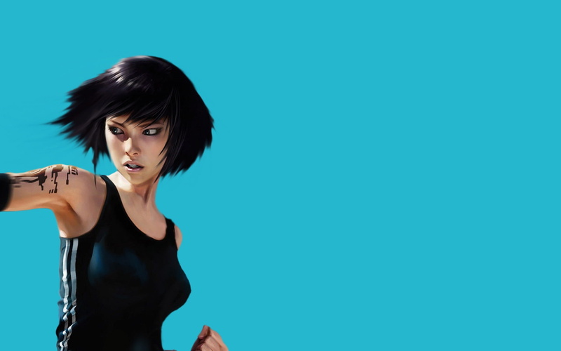 character, mirrors, edge, black, cops, animated, 1080P, fight, buildings, run, hair