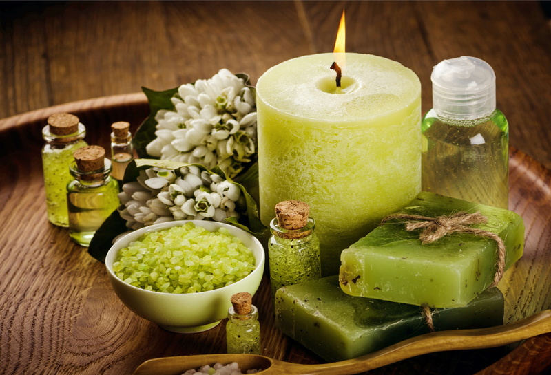 4K, green, soap, candles, decorations
