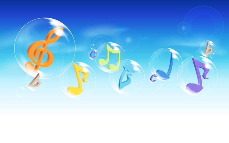 bubbles, music, note, 1080P, soap, bubble, 3d and abstract
