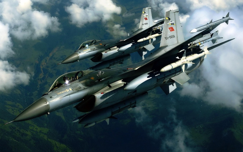 bombs, plane, 1080i, cool, f, 2K, aircraft p, clouds, aircraft, military, 1080p, bomb, f-16, fighter, fighters, turkey