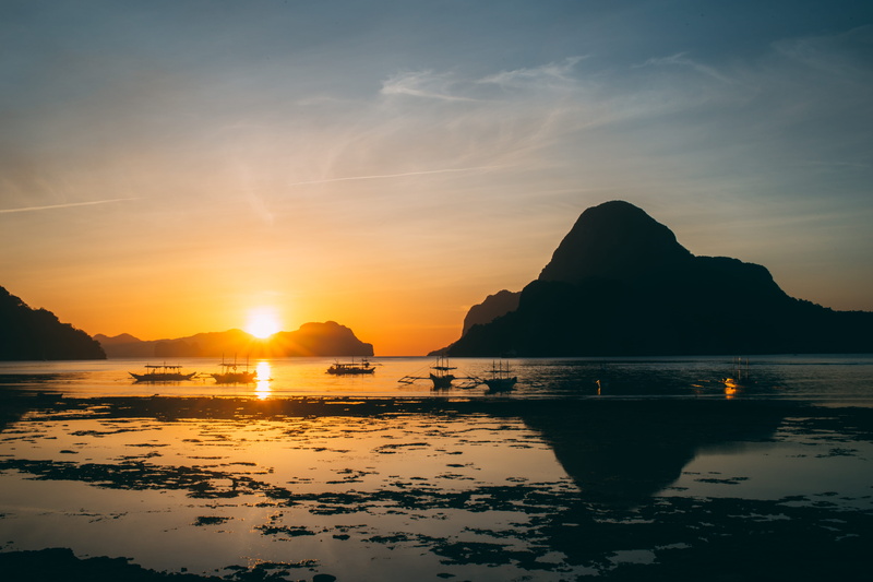rock, boat, water, no people, travel, scenics - nature, ocean view, vacation, outdoors, 5K, stack rock, nature, tranquility, island, mountain, el nido