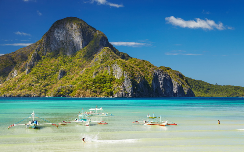 trip, land, day, bay, water, nautical vessel, lagoon, el, nature, philippines, sky, nido, 4K, scenics - nature, vacations, tranquil scene, mountain, mountain range