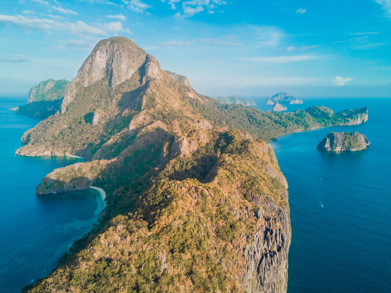 deserted, sky, day, no people, lost, non-urban scene, water, formation, tranquility, travel, 4K, aerial, philippine, landscape, mountain, sea, jurassic park