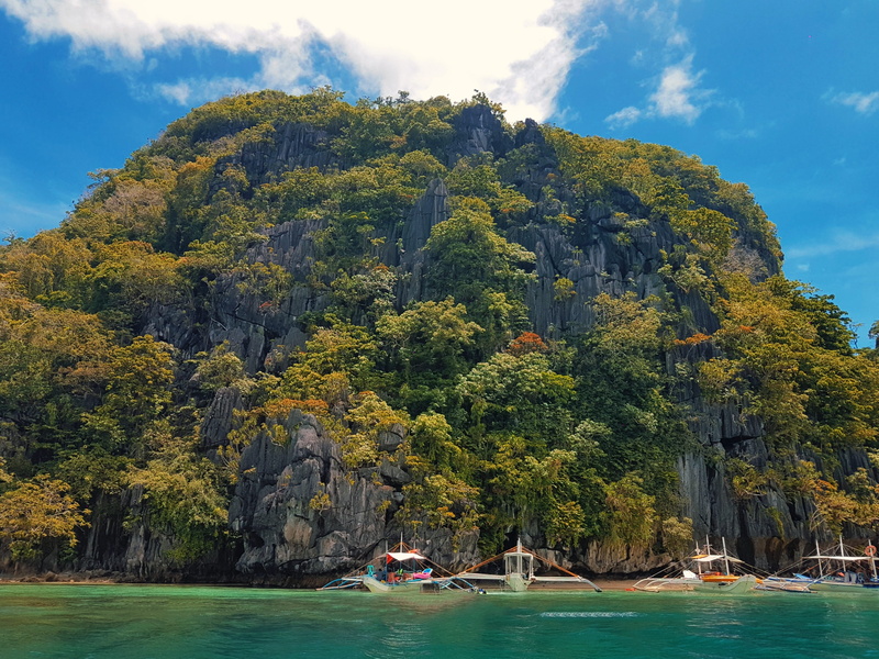 transportation, daytime, mountain, waterfront, promontory, rock, beach, nature, el nido, nautical vessel, mode of transportation, philippines, water, island