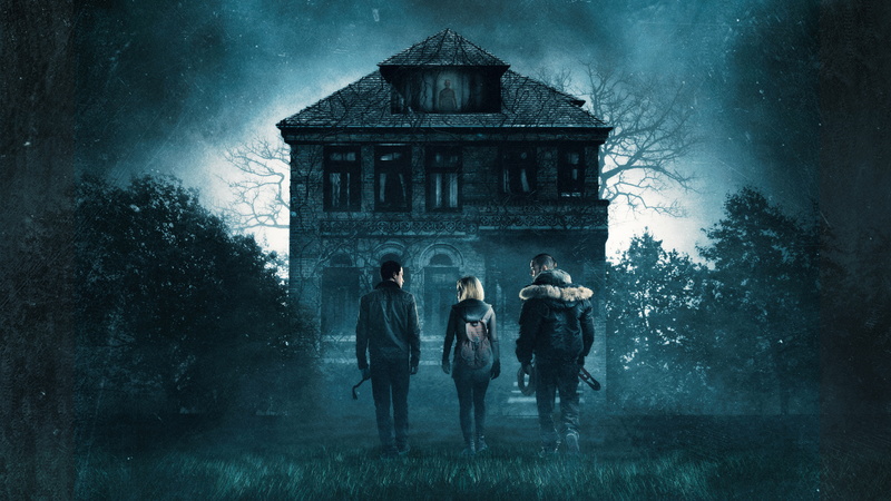 8K, trees, guys, Thriller, garden, three, Dont Breathe, girl, night, window, house, Dont breathe, horror, the robbers, poster, the old man