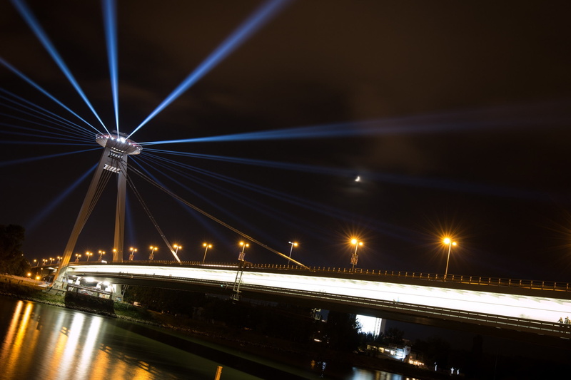 city, sky, illuminated, reflection, no people, travel destinations, Donau, river, bridge - man made structure, built structure, long exposure, architecture