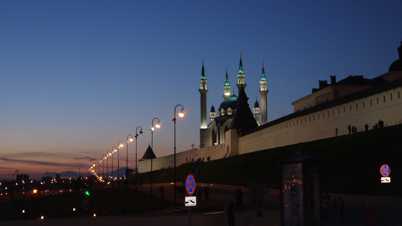 sky, street light, clear sky, architecture, street, 4K, tower, the kremlin, outdoors, transportation, russia, travel destinations, time, kazan, dusk, tatarstan