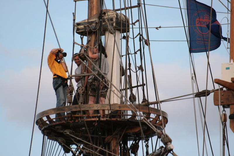 industry, built structure, occupation, day, men, rope, low angle view, working, real people, romance, adult, sailboat, sea, pirate, 4K, architecture, one person