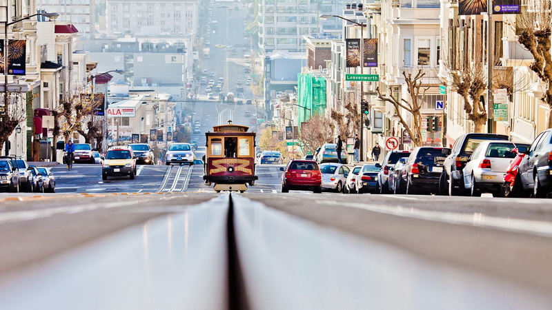 san, cars, francisco, rail, hd, 1080P, tracks, hill, san francisco, tram