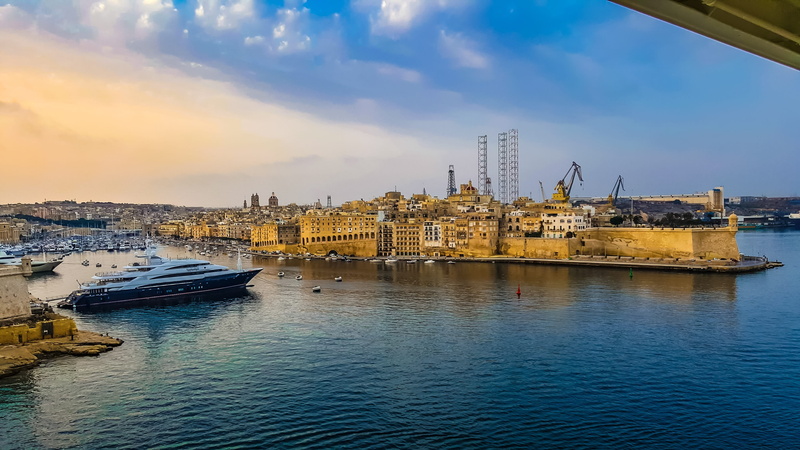city, tourism, 2K, sun, skyscraper, built structure, nautical vessel, buildings, Malta, port, mode of transportation, valletta, landscape, light, travel