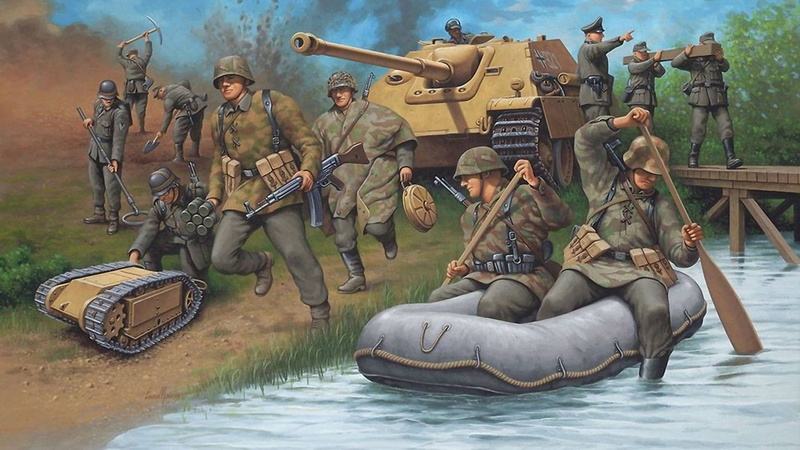 fighting, 1080P, army, gun, war, the Germans, the army corps of engineers, military uniform, nature, water, group of people, architecture, weapon