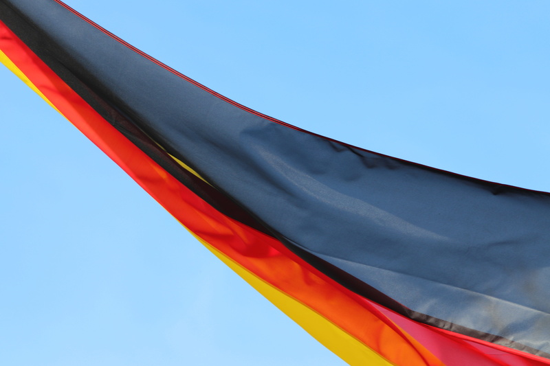 motion, german national flag, close-up, blue, patriotism, event, no people, blue sky, wind, clear sky, 5K, sky, textile, low angle view, multi colored