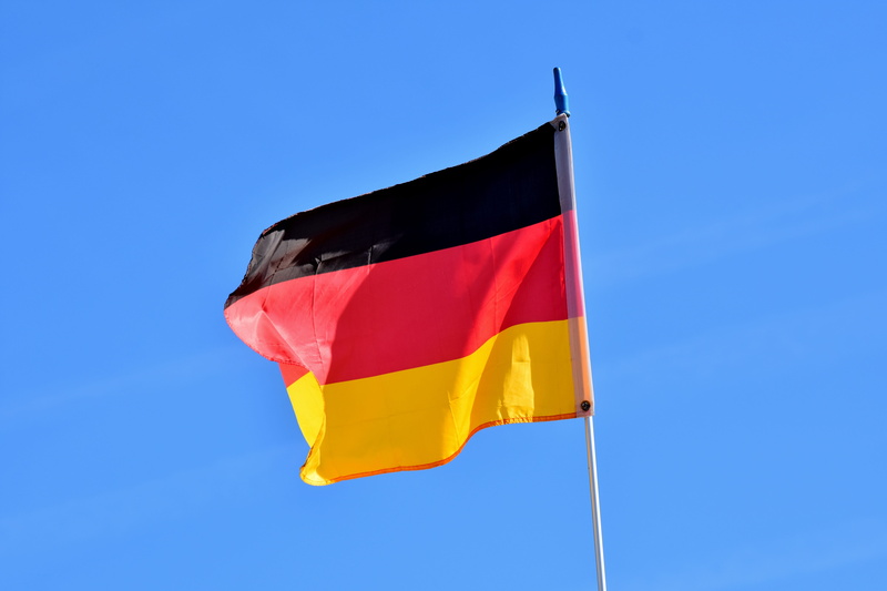 patriotism, blow, stripes, flutter, copy space, red, blue, no people, environment, nature, yellow, flag, sky, wind, multi colored, germany, day, german