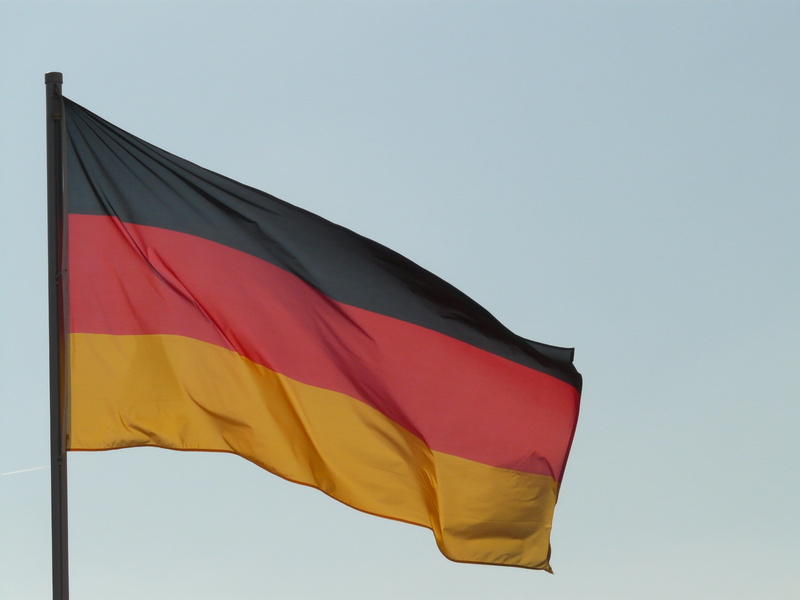 clear sky, day, flutter, no people, blow, flag, copy space, black, germany, wind, striped, sky, pole, emotion, waving, german flag, nature, environment