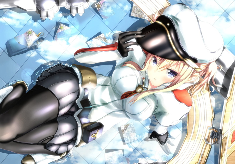 blue eyes, close-up, nature, household equipment, metal, no people, blonde, table, Kantai Collection, uniform, silver colored, choice, representation, high angle view