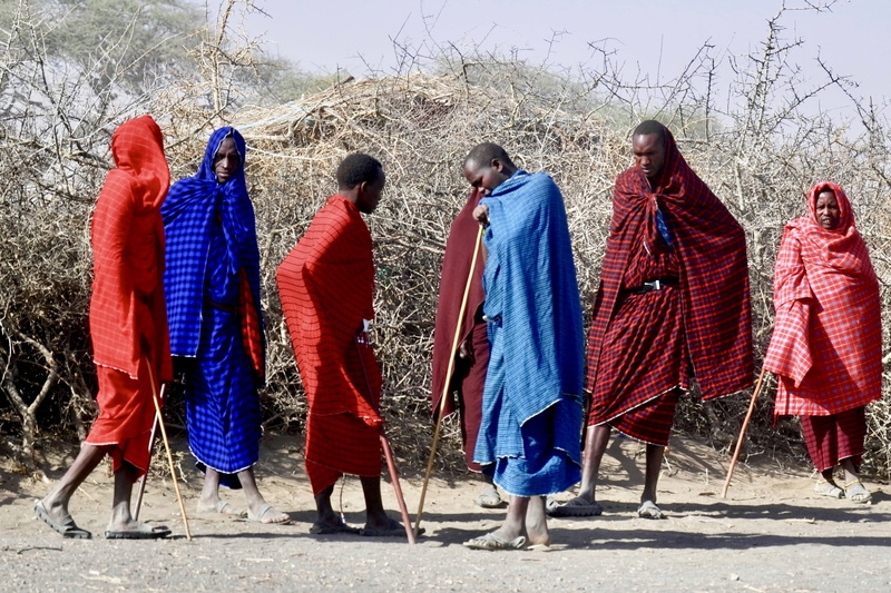 men, rear view, traditional clothing, arusha, women, day, ngorongoro crater, clothing, adult, 2K, girls, group of people, real people, child, walking