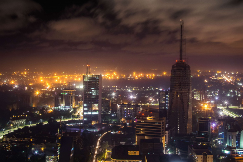 4K, building exterior, skyscraper, financial district, building, travel destinations, night, city life, cityscape, kenya, city, sky, built structure, modern