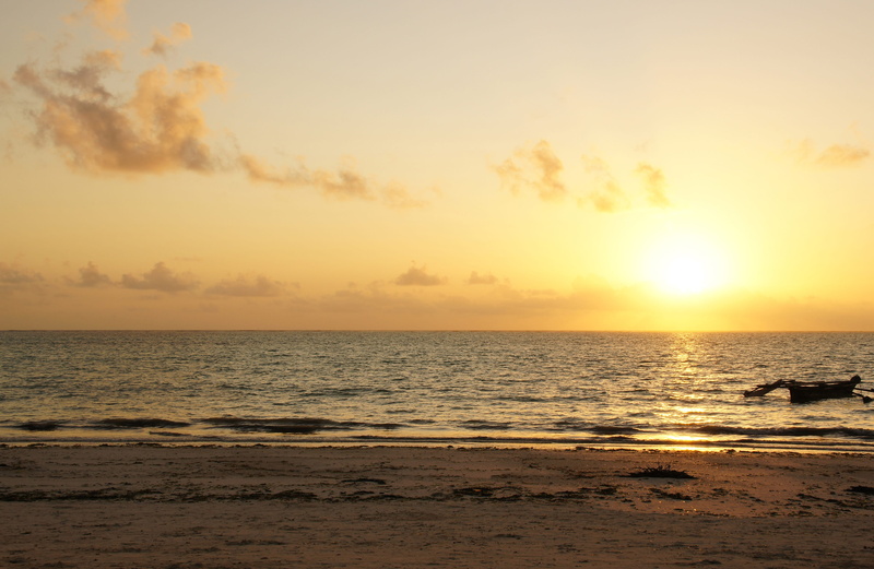 idyllic, scenics - nature, orange color, sun, tranquility, beach, outdoors, 4K, water, horizon, zanzibar, sea, sunrise, sunset, horizon over water, sunlight