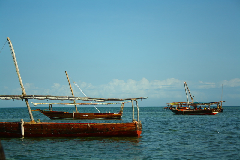 anchored, water, copy space, zanzibar, sailing, mast, sailboat, sky, nature, transportation, fishing boat, fishing industry, mode of transportation, ship