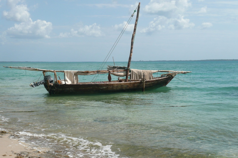 transportation, fishing boat, day, sea, water, moored, sailboat, scenics - nature, waterfront, outdoors, zanzibar, dhow, sky, horizon, 2K, no people, nautical vessel