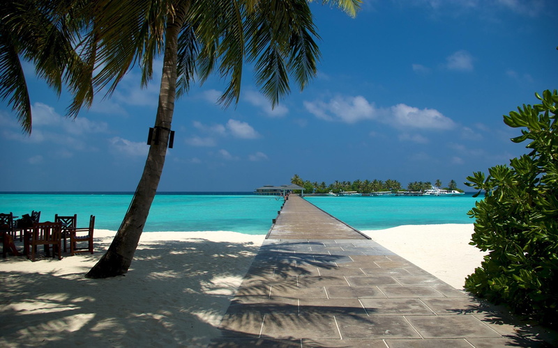 resort, white, maldives, 2K, nature, sand, beach, dock