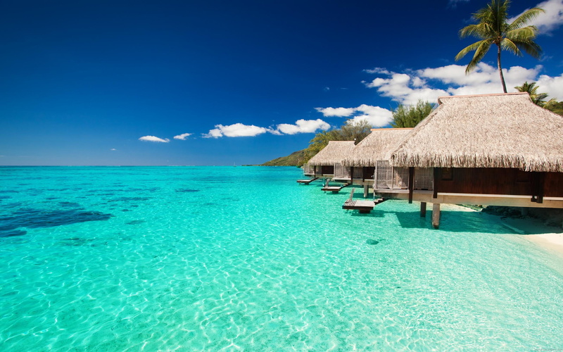 sea, maldives, huts, bungalows, nipa, landscape, brown, bungalow, 2K, holiday