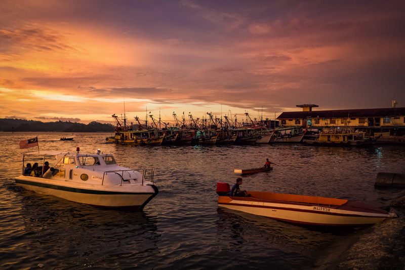 nature, tranquility, boats, sea, 4K, travel destinations, scenics - nature, reflection, waterfront, water, fishermen, fishing boat, nautical vessel, cloud - sky