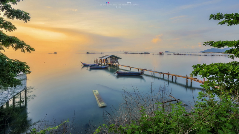 Jetty, sunset, Landscape, 日出, 4K, nautical Vessel, Jelutong Expressway, near, Nikon D7000, Clouds, Penang Island, 16mm, Pulau Pinang, 渔夫, golden, Wei