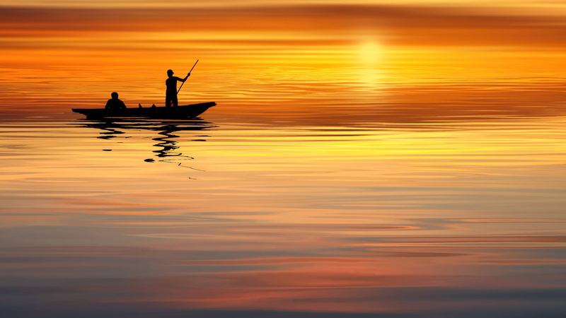 beauty in nature, tranquil scene, water, clouds, scenics - nature, evening, sun, sea, silhouetted, horizon over water, nautical vessel, outdoors, boat