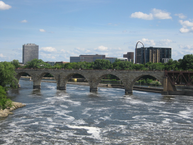 city, river, structure, connection, built structure, skyscraper, scene, building, cloud - sky, minnesota, day, usa, midwest, arch, cityscape, architecture