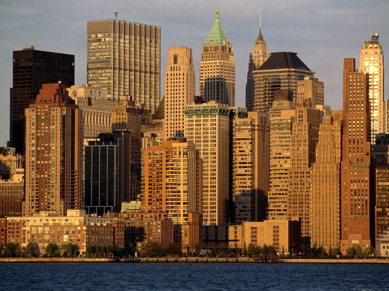 urban Skyline, financial District, skyscrapers, illuminated, uSA, landscape, dusk, new York State, water, night, famous Place, illinois, building Exterior