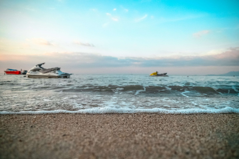 wave, sport, scenics - nature, 4K, motorboat, jetski, travel, transportation, day, sky, waves, water, horizon, sea, land, beauty in nature, summer, motion