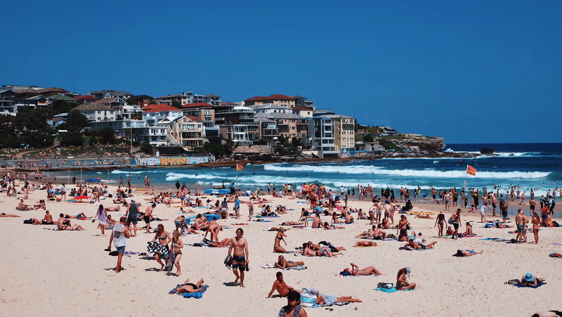 bondi, nature, travel, tourism, land, holiday, building exterior, fujifilm, sunny, australia, bondi beach, city, beach, water, vacations, waves, sea, group of people