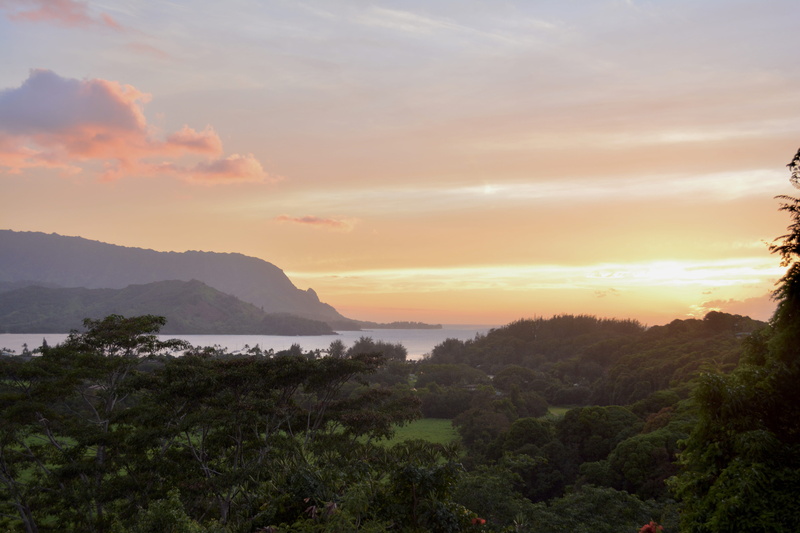 no people, ocean, oceanview, hawaii, computer, orange color, sunset, land, sunrise, landscape, nature, hanalei, sea, scenics - nature, clouds, outdoors