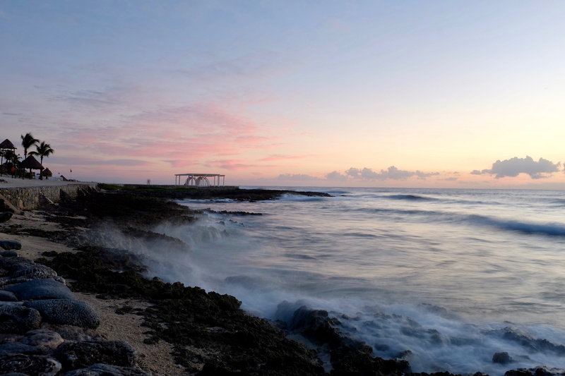 chairs, cloud - sky, beach, stone, scenics - nature, 4K, long exposure, motion, horizon over water, wave, outdoors, seashore, sunset, architecture, nature