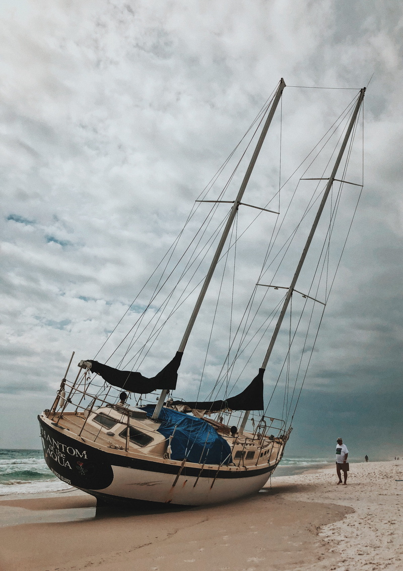 oceanview, pole, cloud - sky, united states, ocean, sea, boat, horizon over water, beach life, outdoors, moored, mode of transportation, men, miramar beach