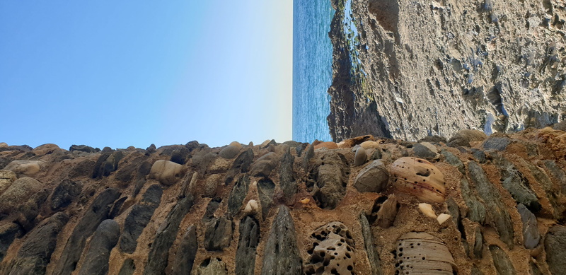 eroded, united states, scenics - nature, tranquil scene, horizon, scenery, blue, sea, ocean, rock - object, cliff, water, no people, clear sky, rock formation