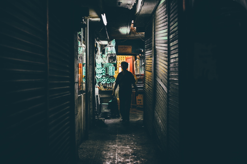 lifestyles, building, streetphotography, corridor, illuminated, 4K, traditionalmarket, men, leisure activity, built structure, real people, standing, one person